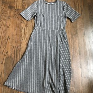 Roolee Gray Striped Midi Dress Size Small